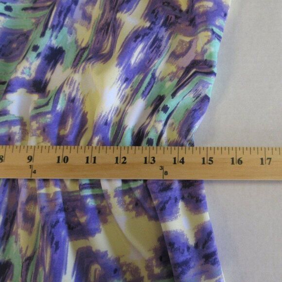 KENSIE Purple Green Geometric Print Lined Mini Dress Womens Size M Elastic Waist - Picture 9 of 12